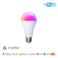 MATTER WiFi Smart Bulb 14W RGB+CW E27, Dimmable 2700K-6500K, Tuya App Control, Color Changing, Works with Alexa Google Home