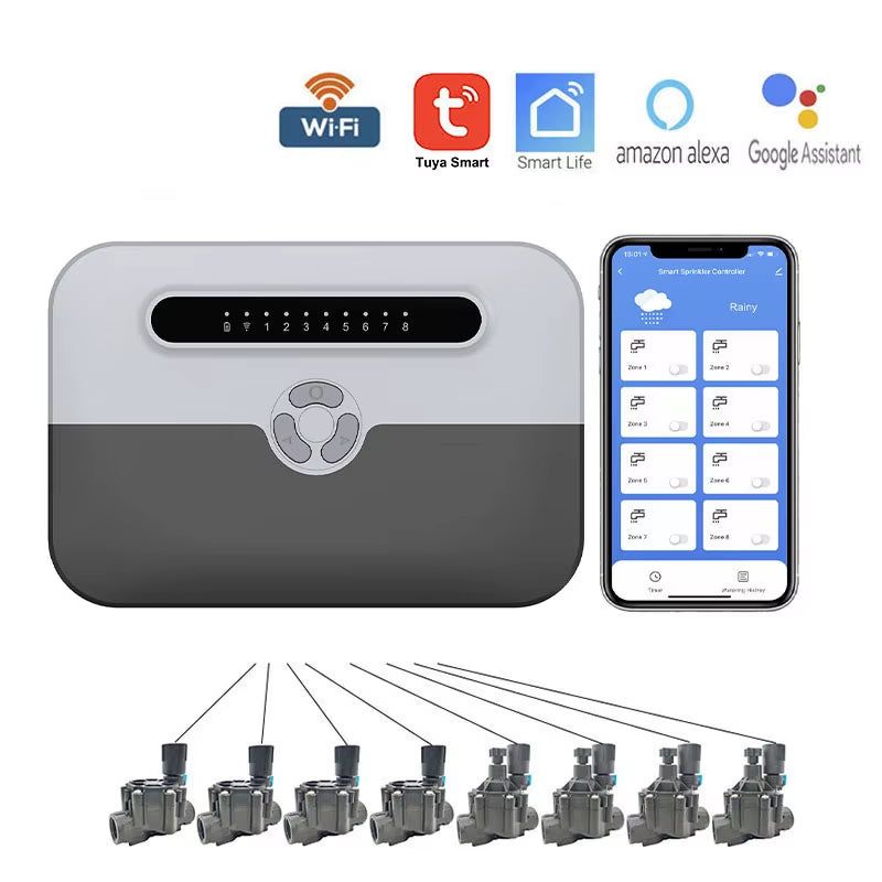 Wifi Smart Sprinkler Controller 4/6/8 Zone Garden Watering Timer Smart Watering System Alexa Google Home Tuya Smart Life