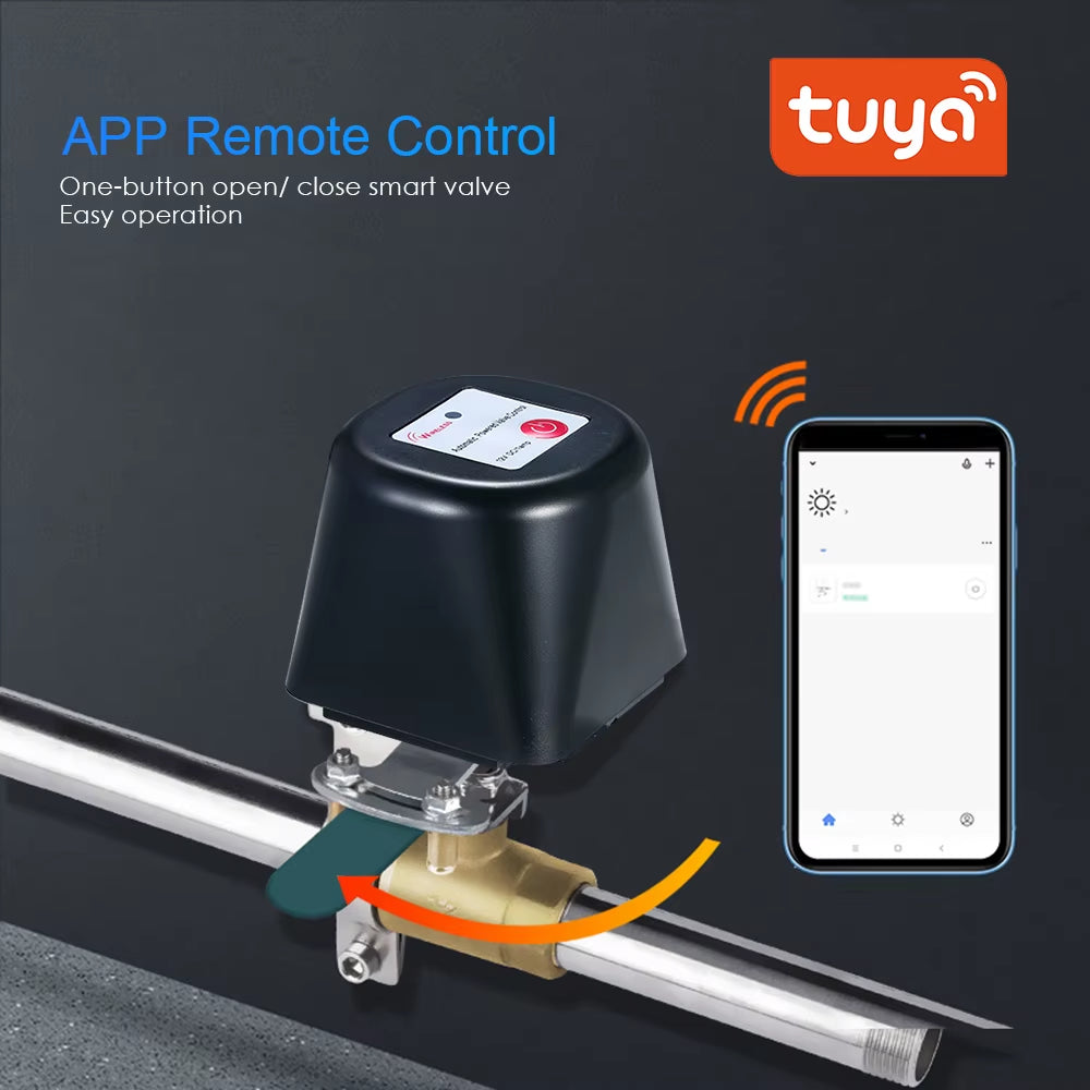 Tuya Wifi/Zigbee Smart Valve Controller for Water Gas Pipeline Auto Shut on off Compatible with Alexa Google Assistant