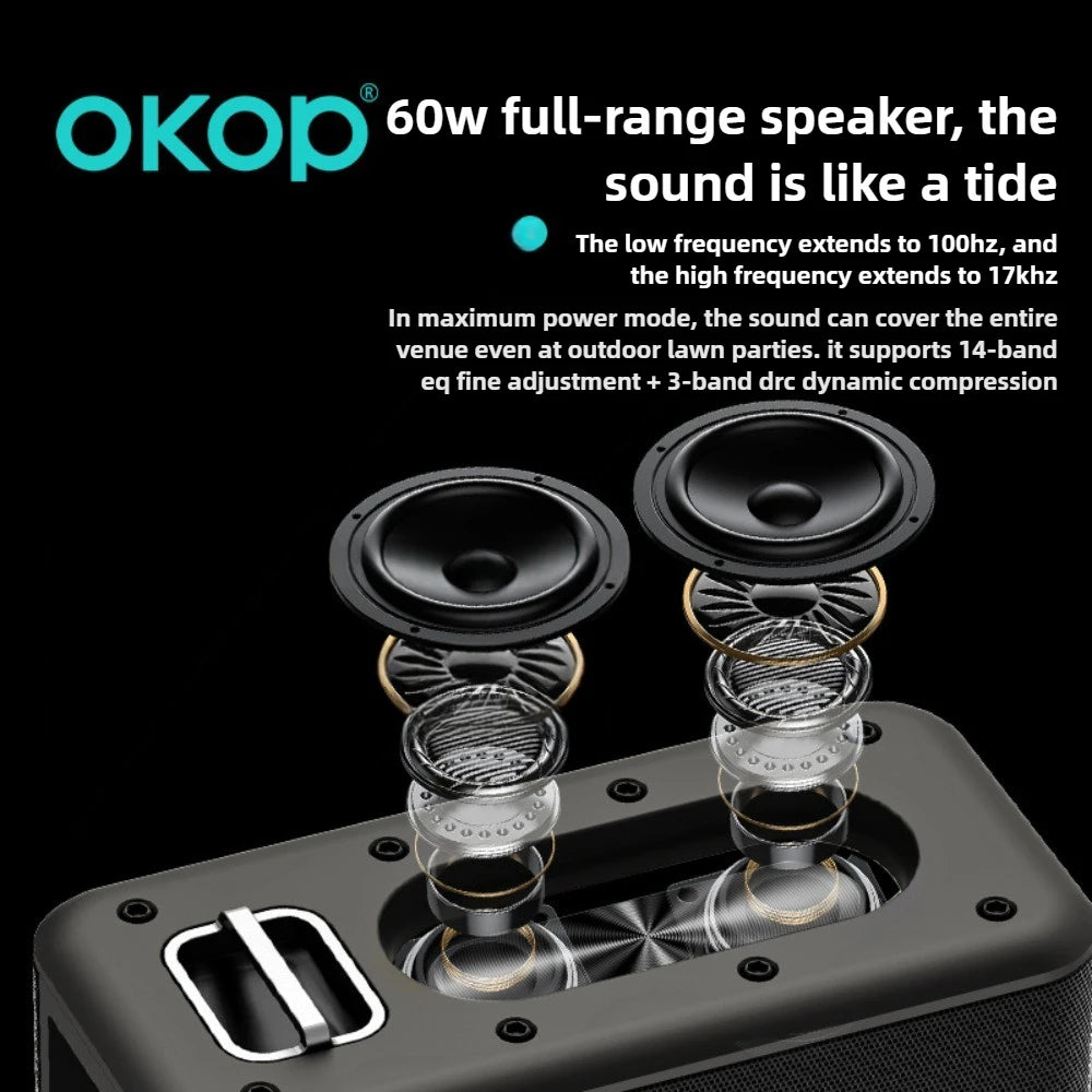 OKOP Bluetooth Speaker,Festival Party Music Speaker,Outdoor Large Volume Speaker,Portable Speaker,Microphone AI Speaker USB TF