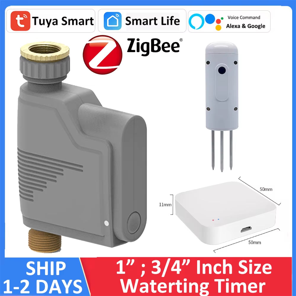 Alexa Google Tuya Zigbee Hose Faucet Watering Timer Controller Sprinkler Smart Garden Irrigation System Soil Moisture Detector