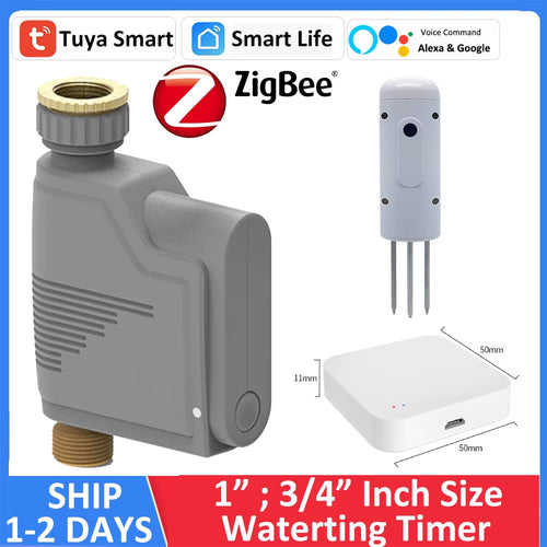 Alexa Google Tuya Zigbee Hose Faucet Watering Timer Controller Sprinkler Smart Garden Irrigation System Soil Moisture Detector