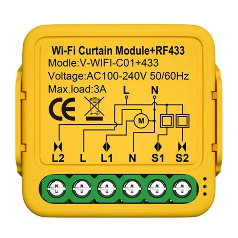 ALIM-2X Tuya Smart Wifi RF433 Curtain Switch Module Control For Electric Roller Shutter Blind Motor Works With Alexa