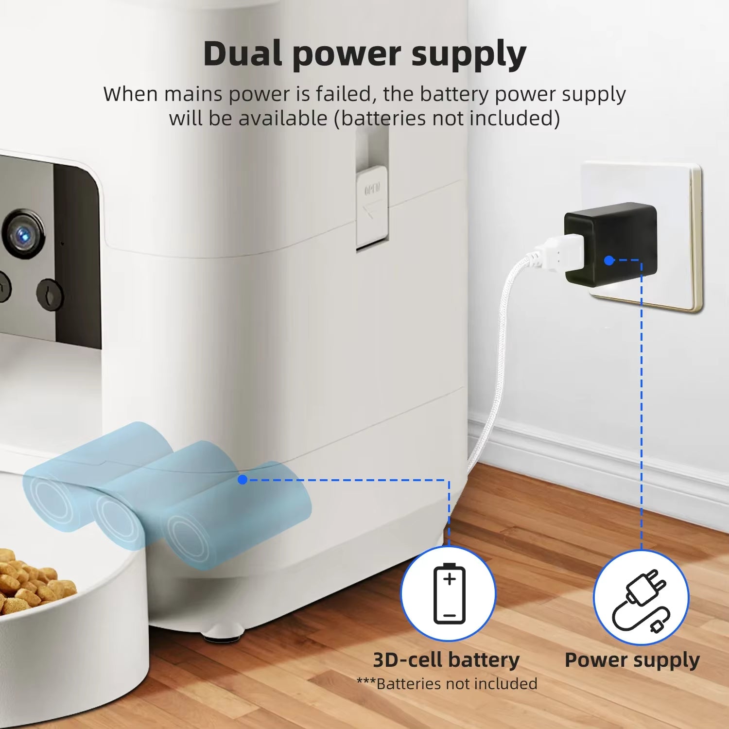 2L Smart Pet Feeder Cat Automatic Pet Feeder Wi-Fi & 1080P HD Camera APP Control for Remote Feeding Dog & Cat Food Dispenser