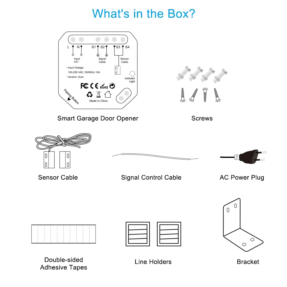 Garage Door Sensor Opener Controller Remote Wifi Switch Tuya Smart Life App Alert Works with Google Home Alexa Home Automation