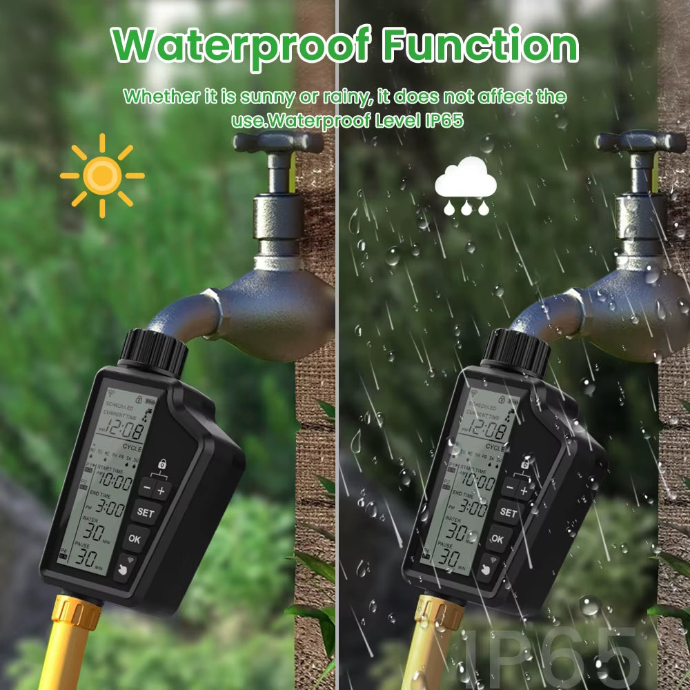 Tuya WIFI Smart Irrigation Water Valve Timer,Multifunctional,Smart Garden Watering Timer Compatible & Alexa Google Home