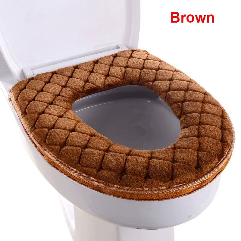Newest Thickened Toilet Seat Cover Winter Warm Soft Washable Toilet Seat Cover Toilet Lid Cover Bidet Cover Bathroom Accessories