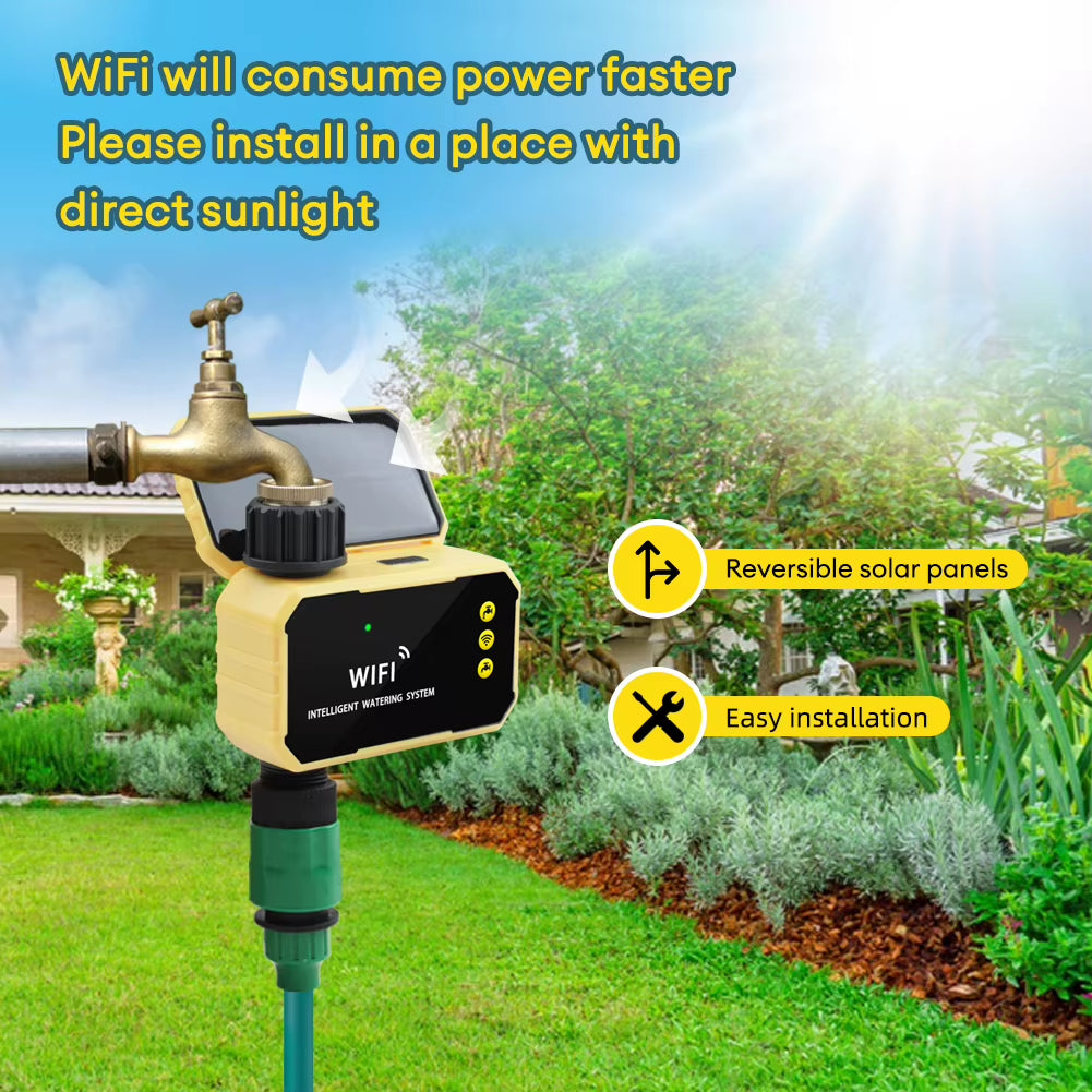 Yieryi 1-Way/2-Way WIFI Solar Irrigation Timer Tuya/Smart Life APP Smart Valve Outdoor Garden Drip Irrigation Sprinklers Timer