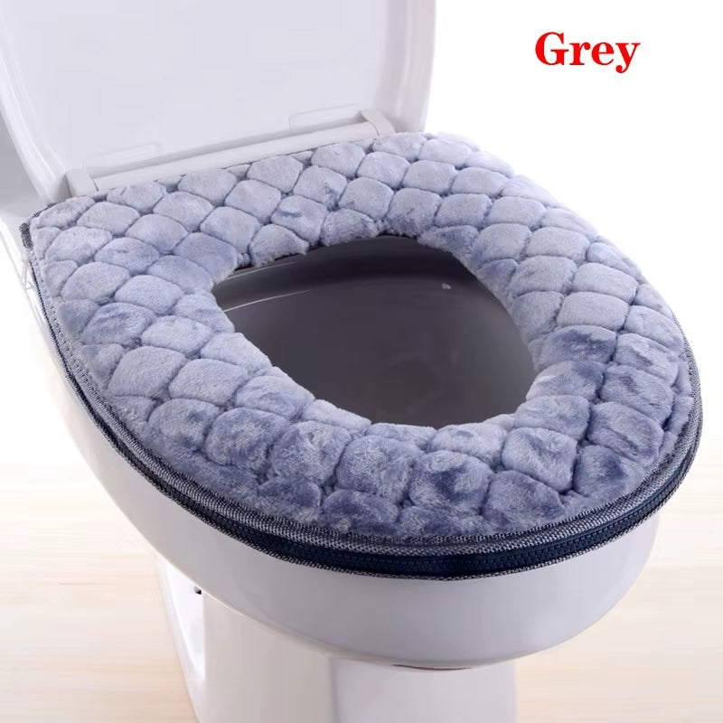 Newest Thickened Toilet Seat Cover Winter Warm Soft Washable Toilet Seat Cover Toilet Lid Cover Bidet Cover Bathroom Accessories