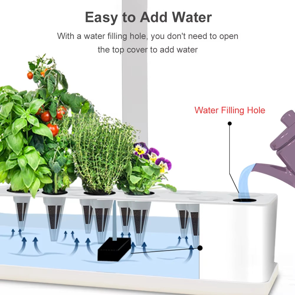 Smart Hydroponics Growing System Indoor Garden Kit 9 Pods Automatic Timing with Height Adjustable 15W LED Grow Lights