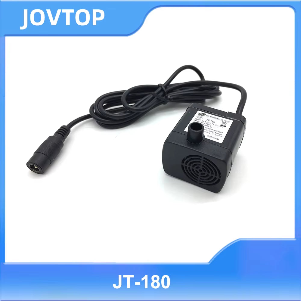 JT-180 Solar DC Water Pump 12V 24V Micro Mini Brushless Submersible Aquarium Pump Max 350 L/H Flow Rate