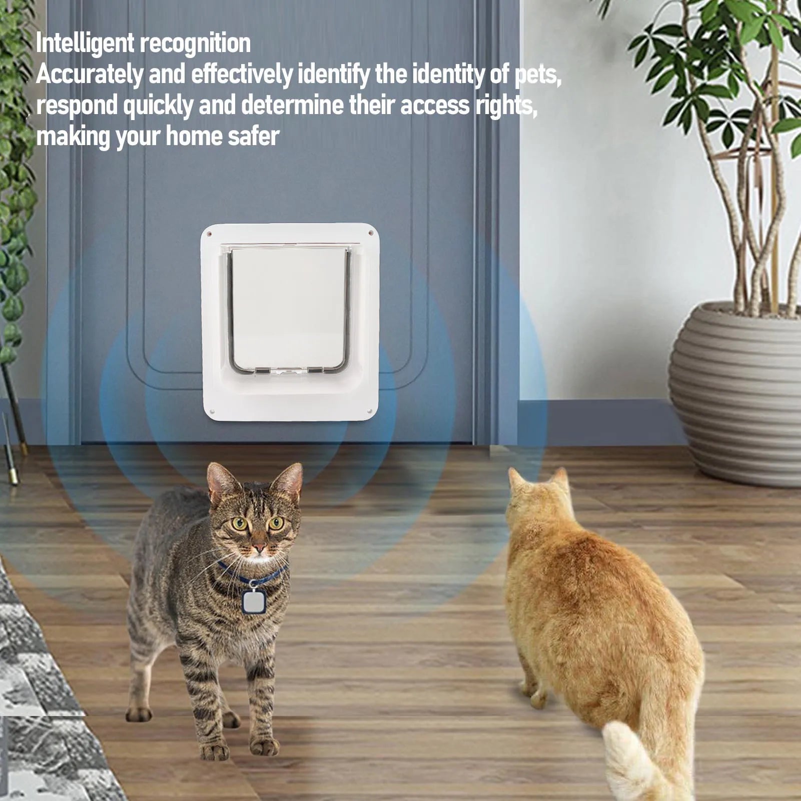 Automatic Cat Door Smart Cat Door Automatic Sensing with Collar Activated Easy Installation Pet Door for Home Collar Cat Door