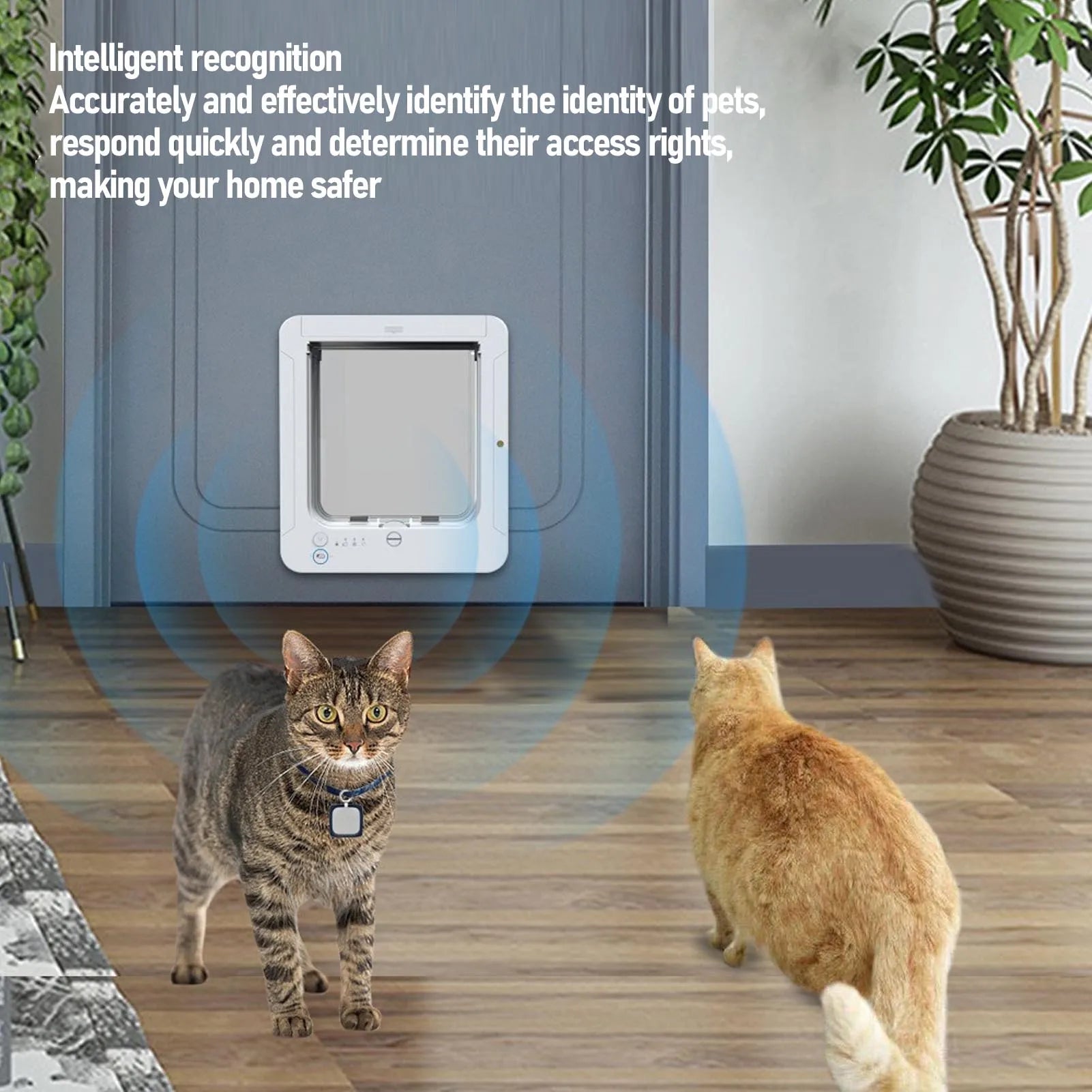 Automatic Cat Door Smart Cat Door Smart Cat Door Automatic Sensing with Collar Activated Easy Installation Pet Door for Home