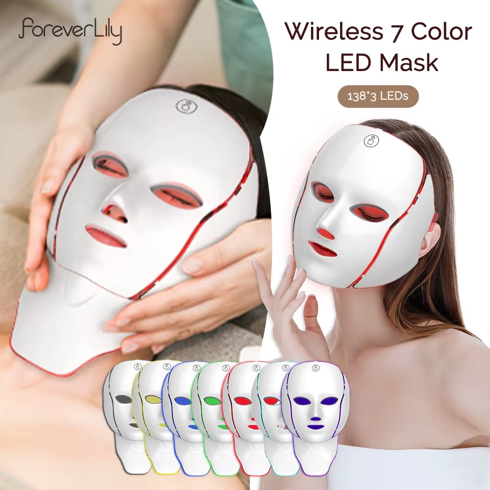 Face Neck Beauty Mask 7 Colors Light LED Mask Photon Red Light Facial Skin Care Repair Skin anti Aging Wrinkle Skin Tightening