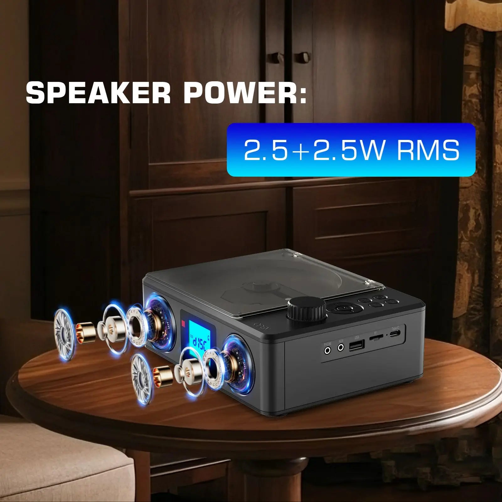 CD Player Portable with Bluetooth Speaker for Home Personal Desktop Stereo CD Player with USB FM Compact Remote Control FM Radio