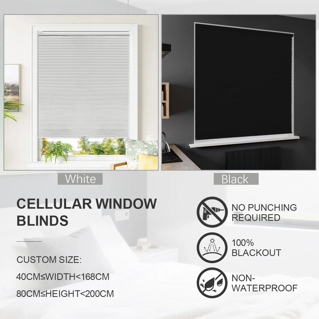 Custom Size Cellular Shades Blackout Cordless Window Blinds No Tool Curtain Honeycomb Blind Windows Shade for Room Home
