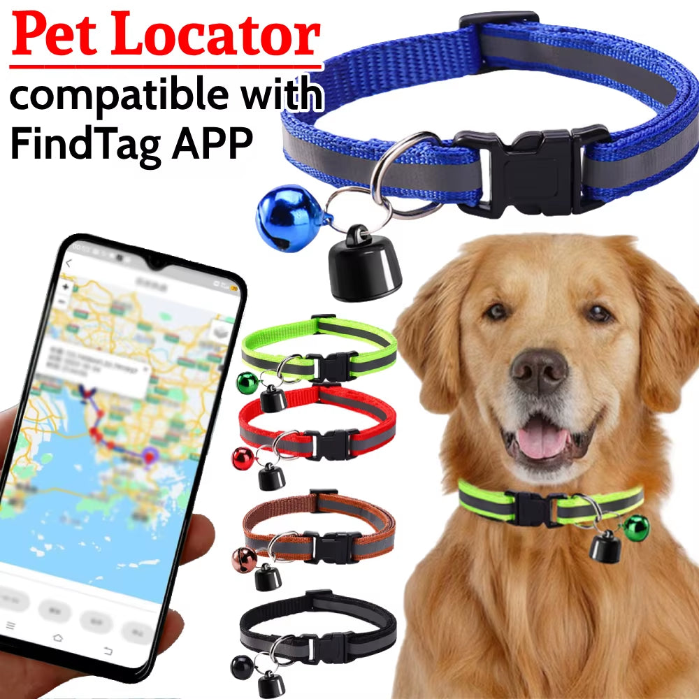 Pet Tracker with Adjustable Collar Cat Locator Smart Pet Locator Compatible with Find Tag App for Ios/Android for Dogs Cats