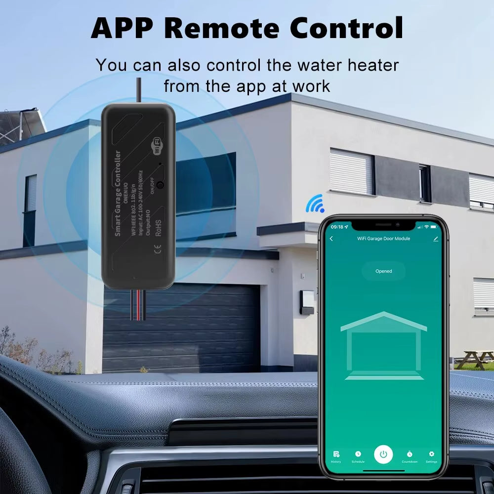 ONENUO Tuya Wifi Smart Garage Door Opener Controller Motorized Door Opener Wireless Remote Works with Voice Control Alexa Google