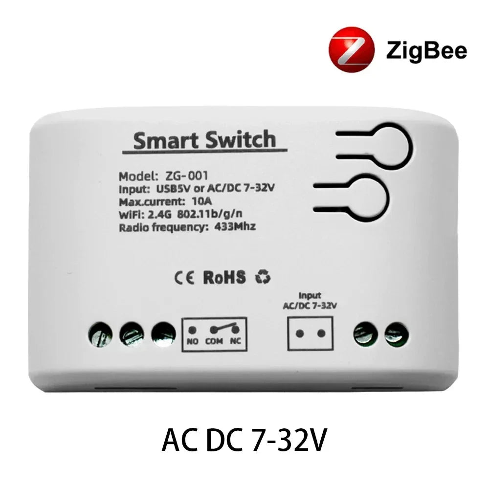 Zigbee Smart 1 way Controller Remote Control Switch Garage One Relay Module with RF433 Intelligent Circuit breaker Timer Alexa