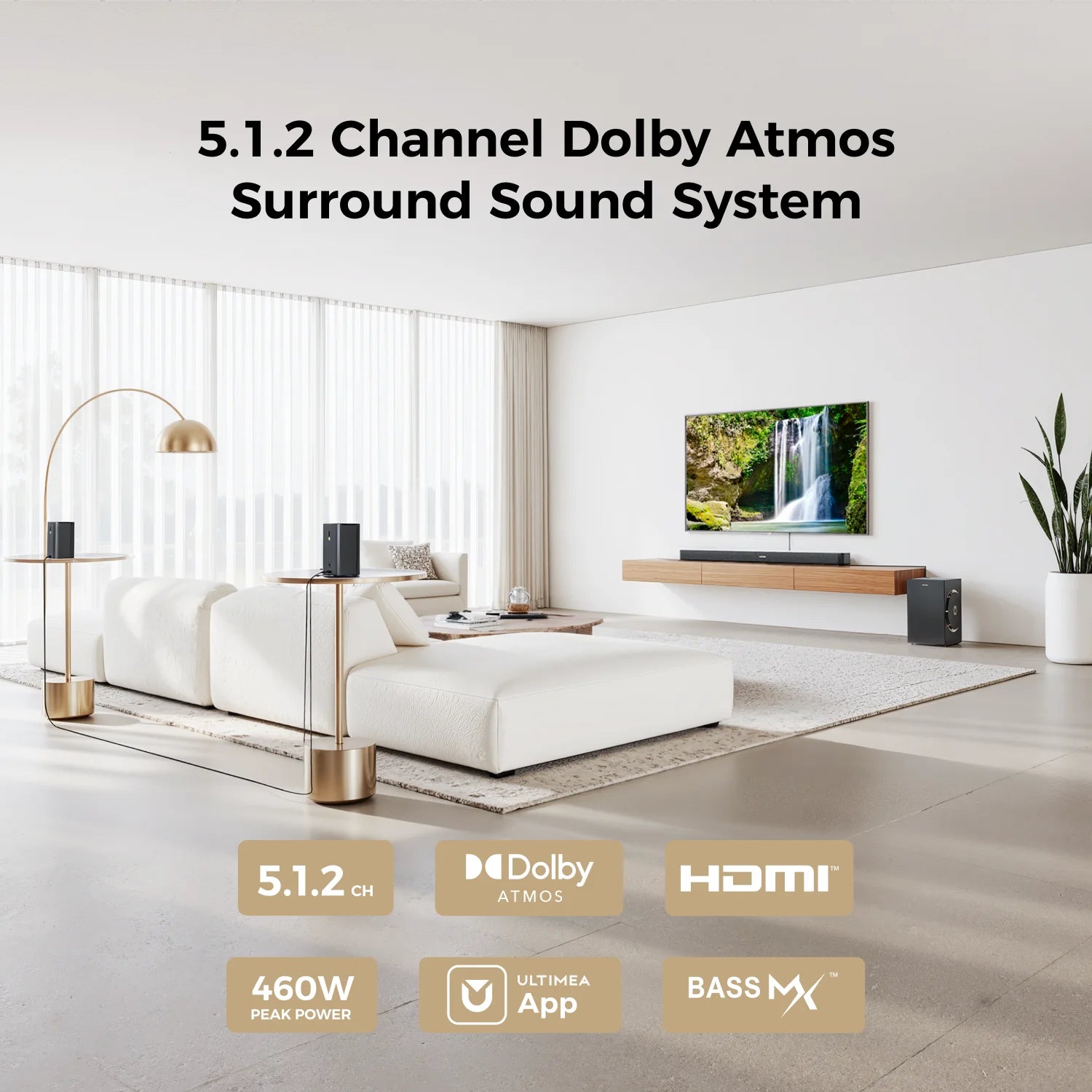 ULTIMEA 5.1.2ch Sound Bar with Dolby Atmos, Surround Sound System for TV with 2 Surround Speakers, SoundBar for Smart TV,  2025