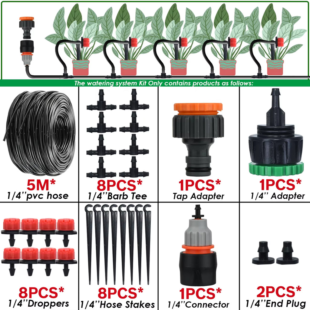 5-50M Garden Automatic Watering System Kit Wifi 4/7Mm Micro Drip Irrigation Dropper DIY for Potted Plants Lawn Greenhouse