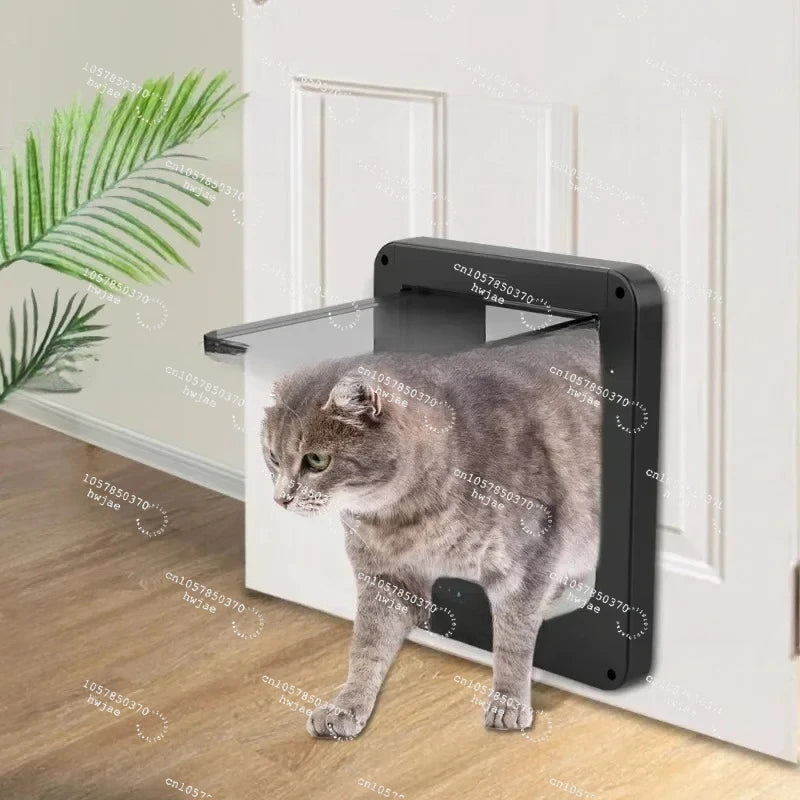 Electric Pet Door with Chip 4-Way Locking Cover Automatic Smart Pet Cat Dog Door