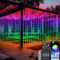 Smart LED Curtain Lights, 3Mx3M 300Leds USB String Lights with Bluetooth App Timer ,Music Sync Christmas Curtain String Outdoor