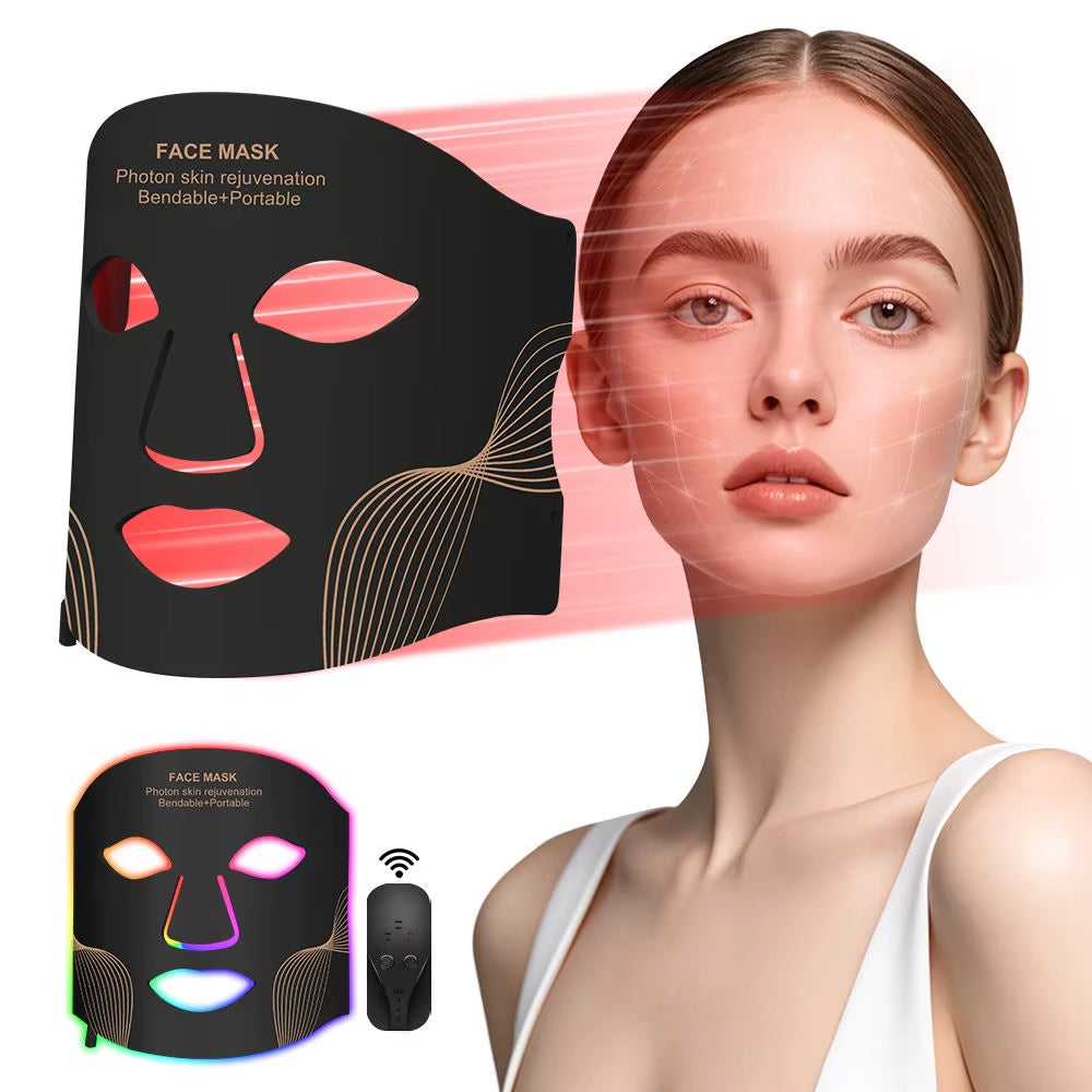 7 Colors LED Photon 630Nm Red Light Therapy Mask Face Silicone LED Mask for Anti-Aging Wrinkles Skin Rejuvenation Beauty Mask