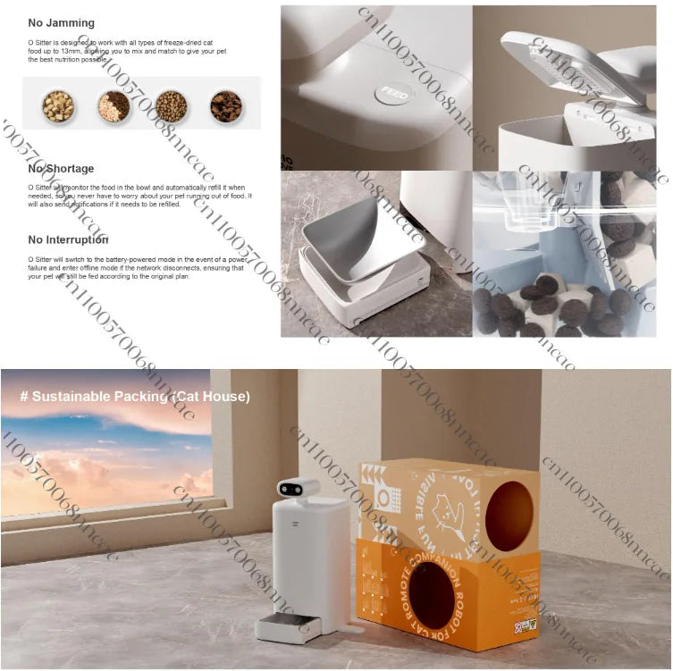 HHOLOVE Smart Cat Companion Robot 360° View Camera Pet Automatic Feeder for Cat