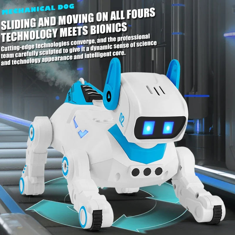 Intelligent Robot 2.4G RC Smart Programming Stunt Dog Watch Dual Control Interactive Toys With Cool Spray Toy for Boys Kids Gift
