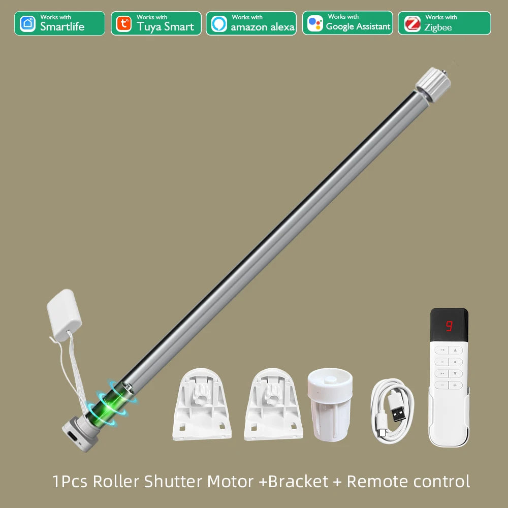 Tuya Zigbee Battery Shutter Roller Blind Motor For 20MM 25MM 28MM Tube Smart Home Compatible With Alexa Devices Voice Control