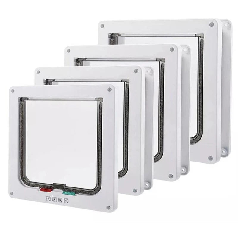 Smart Pet Door with 4 Way Locking Security Lock ABS Plastic Controllable Switch Direction Cat Dogs Flap Doors Dog Supplies