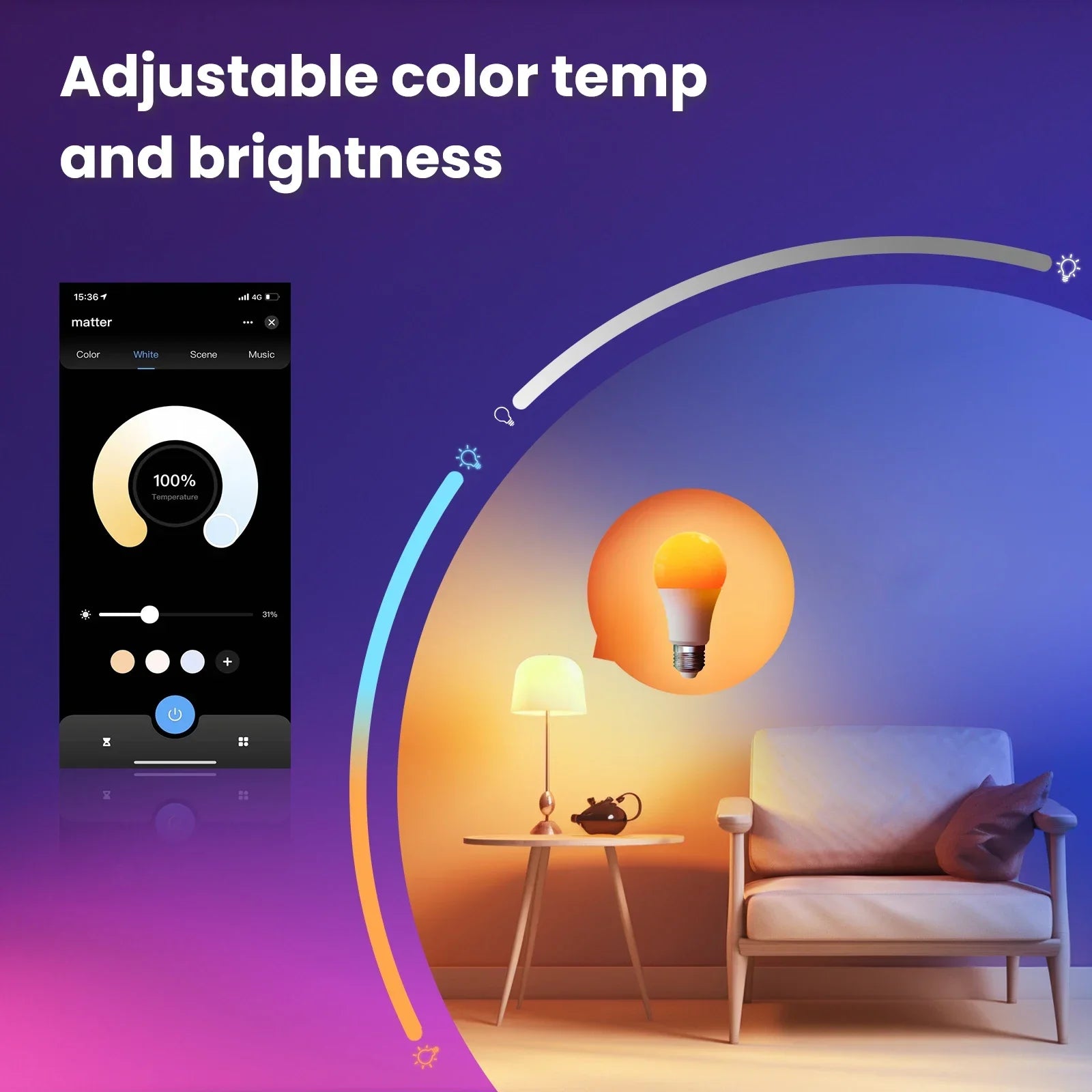 MOES Tuya Matter WiFi Smart E27 LED Bulb Dimmable 16 Million RGB Colors Candle Lamp Voice Control Works with Alexa Google Home