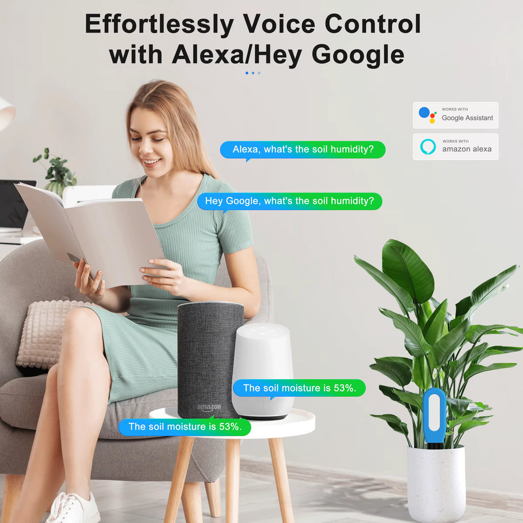 Smart Bluetooth Soil Moisture Meter Wireless Temperature Sensor for Garden Yard Greenhouse Hub Required Works with Alexa