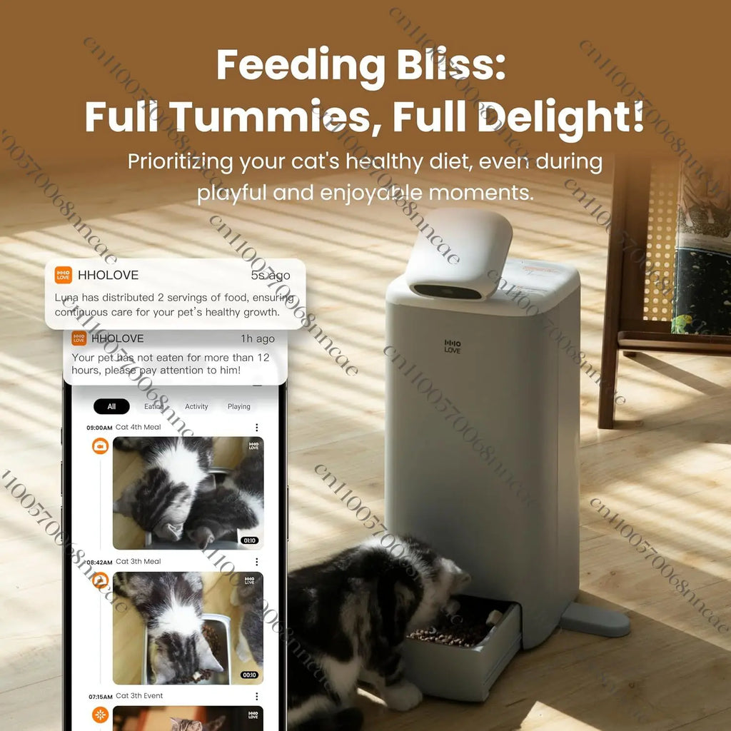HHOLOVE Smart Cat Companion Robot 360° View Camera Pet Automatic Feeder for Cat