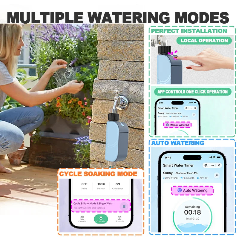 Tuya WIFI Smart Garden Watering Timer Valve Home Outdoor Irrigation Remote Automatic Garden Watering Control Tool Alexa Google