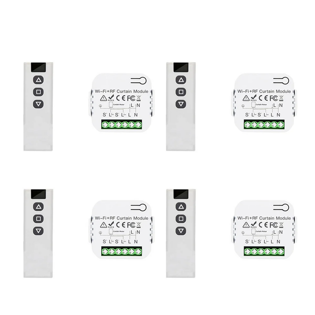 HLZS-4X Tuya Smart Life Wifi 433Mhz Blind Curtain Switch With RF Remote For Electric Roller Shutter Control, 1RC 1RE