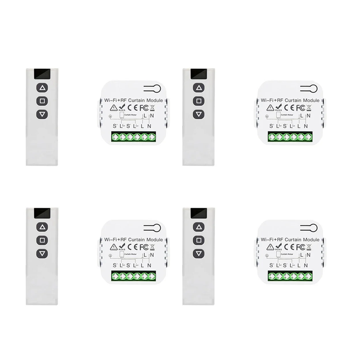 HLZS-4X Tuya Smart Life Wifi 433Mhz Blind Curtain Switch With RF Remote For Electric Roller Shutter Control, 1RC 1RE