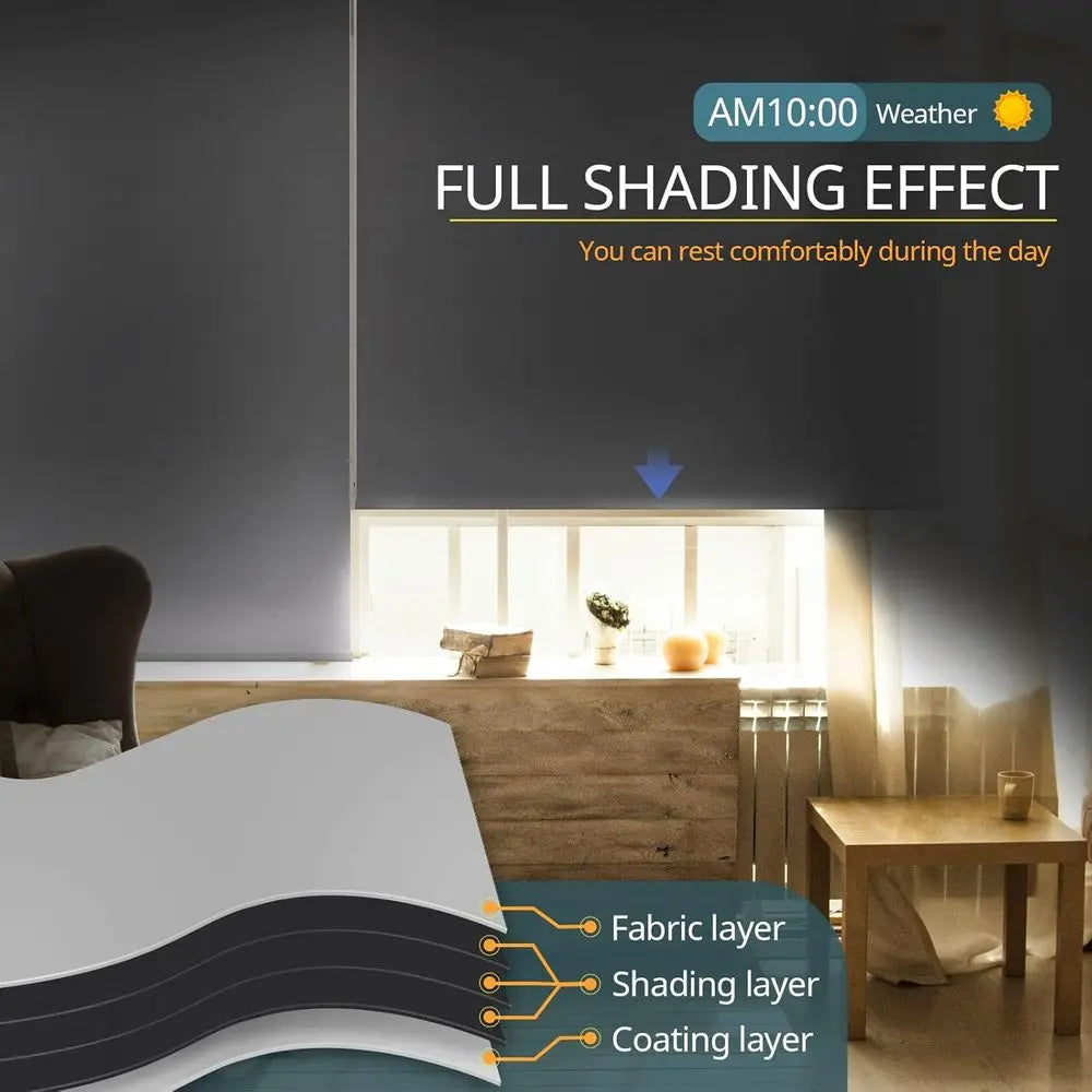 Wireless Remote Control Smart Blinds - White Cordless Roller Shades, 23 x 72