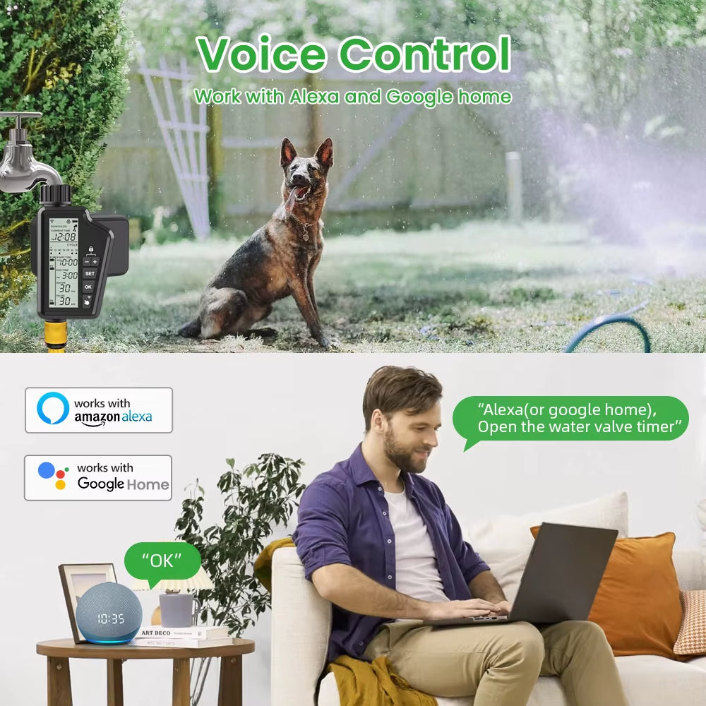 AVATTO Tuya WIFI Smart Garden Watering Timer with Large LCD Display for Home & Outdoor Irrigation,Automatic Garden Watering Tool