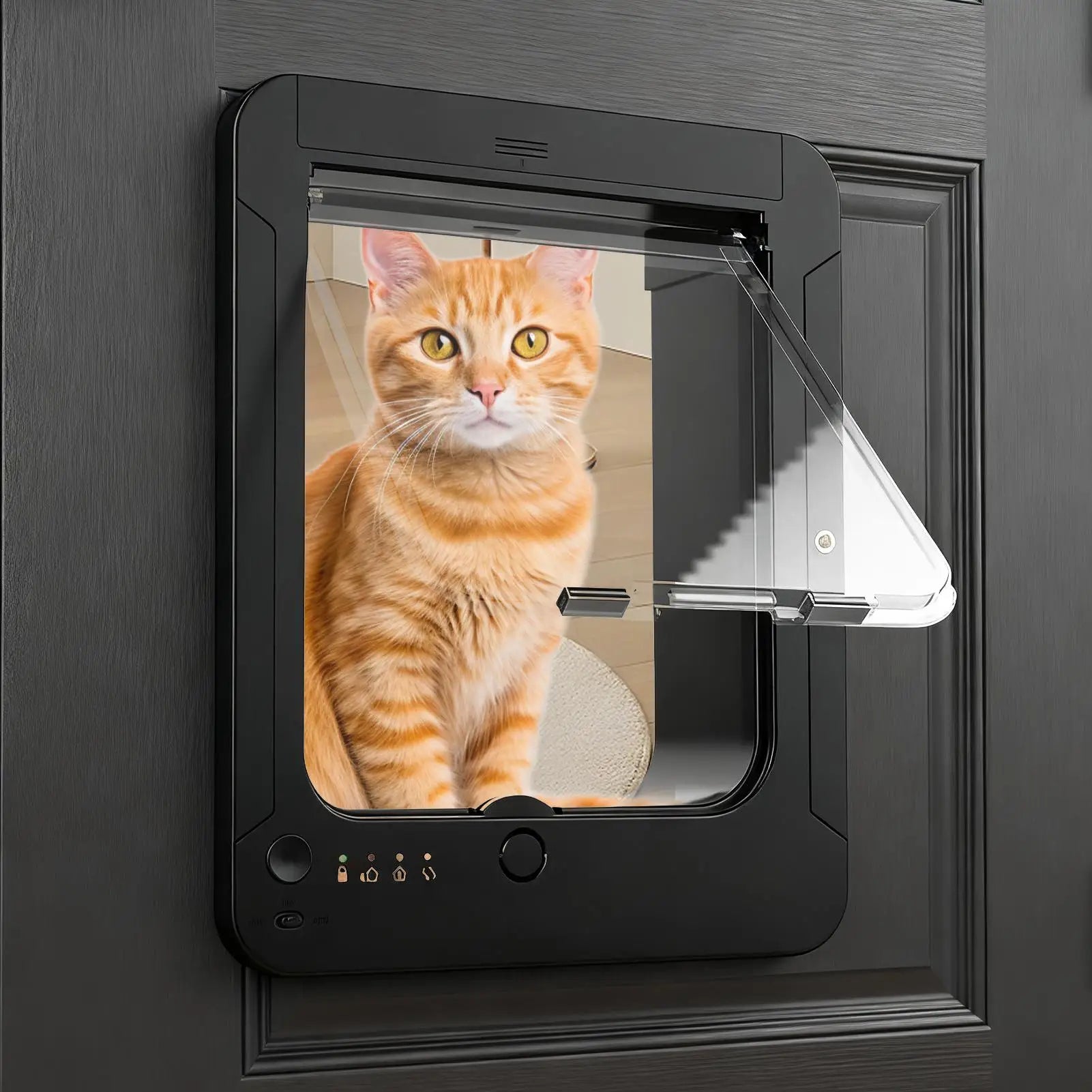 Electronic Cat Door Smart 4-Way Locking Pet Door With Remote Control And 2 Sensor Collars Automatic Sensor Dog Gate For Indoor