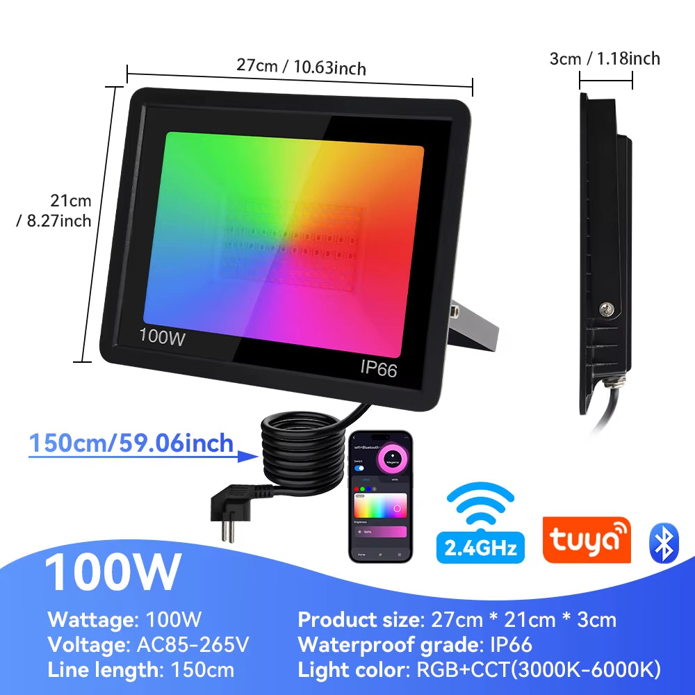 RGB Floodlight Smart APP LED Floodlight 3 Color Lighting Lamp Outdoor Waterproof IP66 Spotlight for Garden Party Outdoor Lights