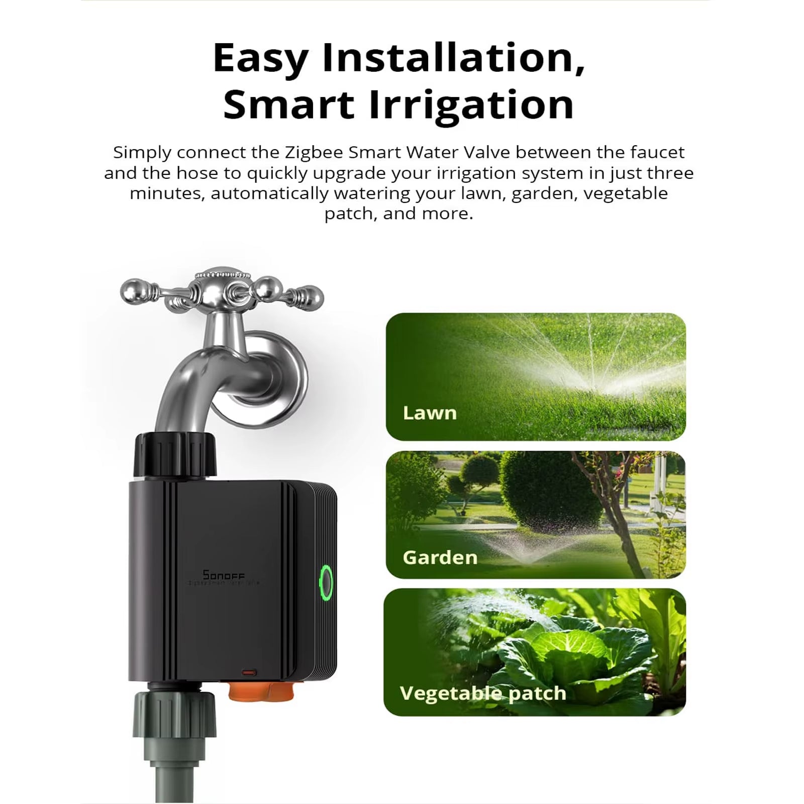 Zigbee SWV Zigbee 3.0 Smart Water Valve IP55 Sprinkler Controller Home Automate Irrigation Compatible with Ewelink Alexa