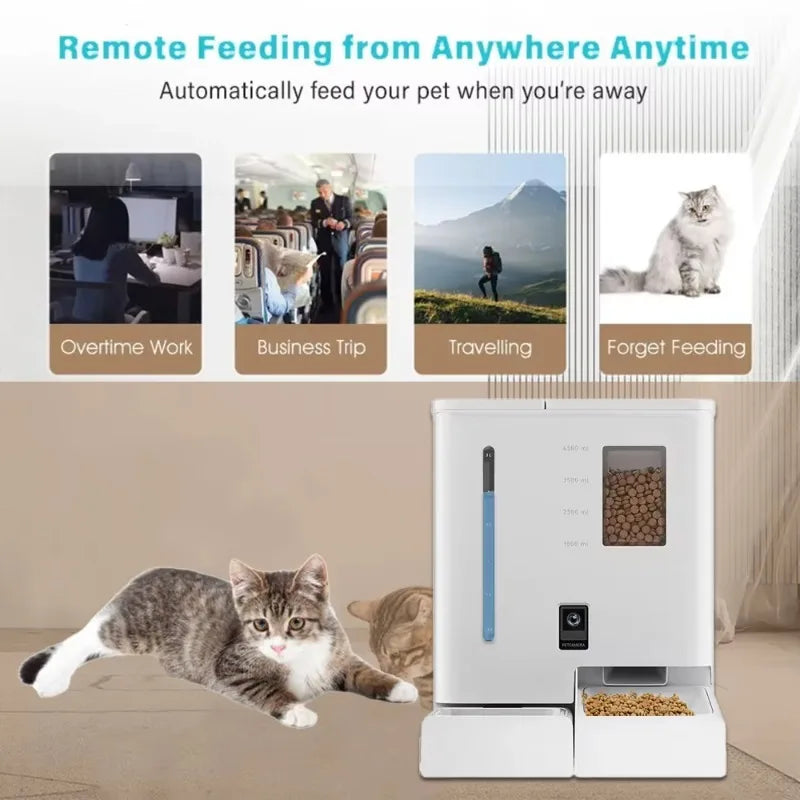 APP Control Smart Pet Food Feeder and Water Fountain  Multi Automatic Cat Food Feeder  Water Dispenser With Camera