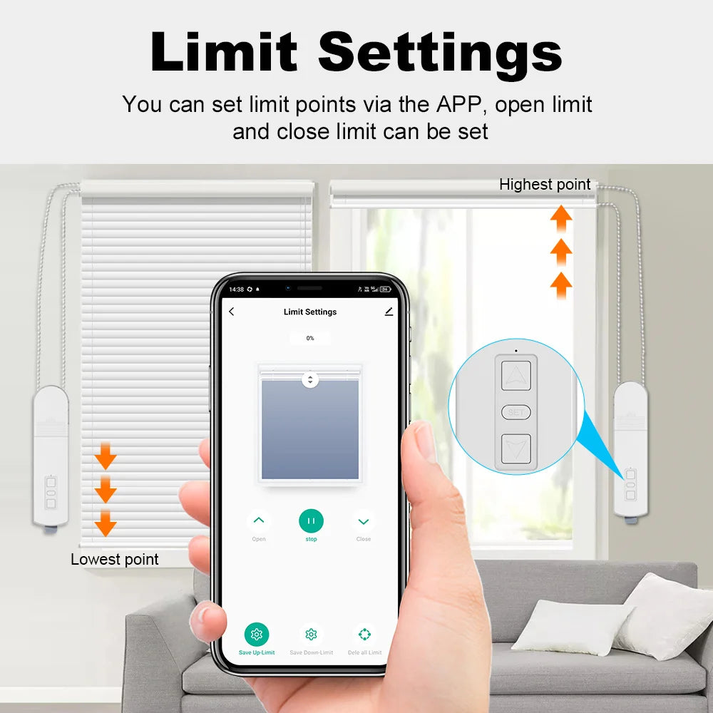 Tuya WiFi Smart DIY Roller Shade Blinds Motor Pull Bead Motorized Chain Blind System support For Alexa Google Home Voice Control