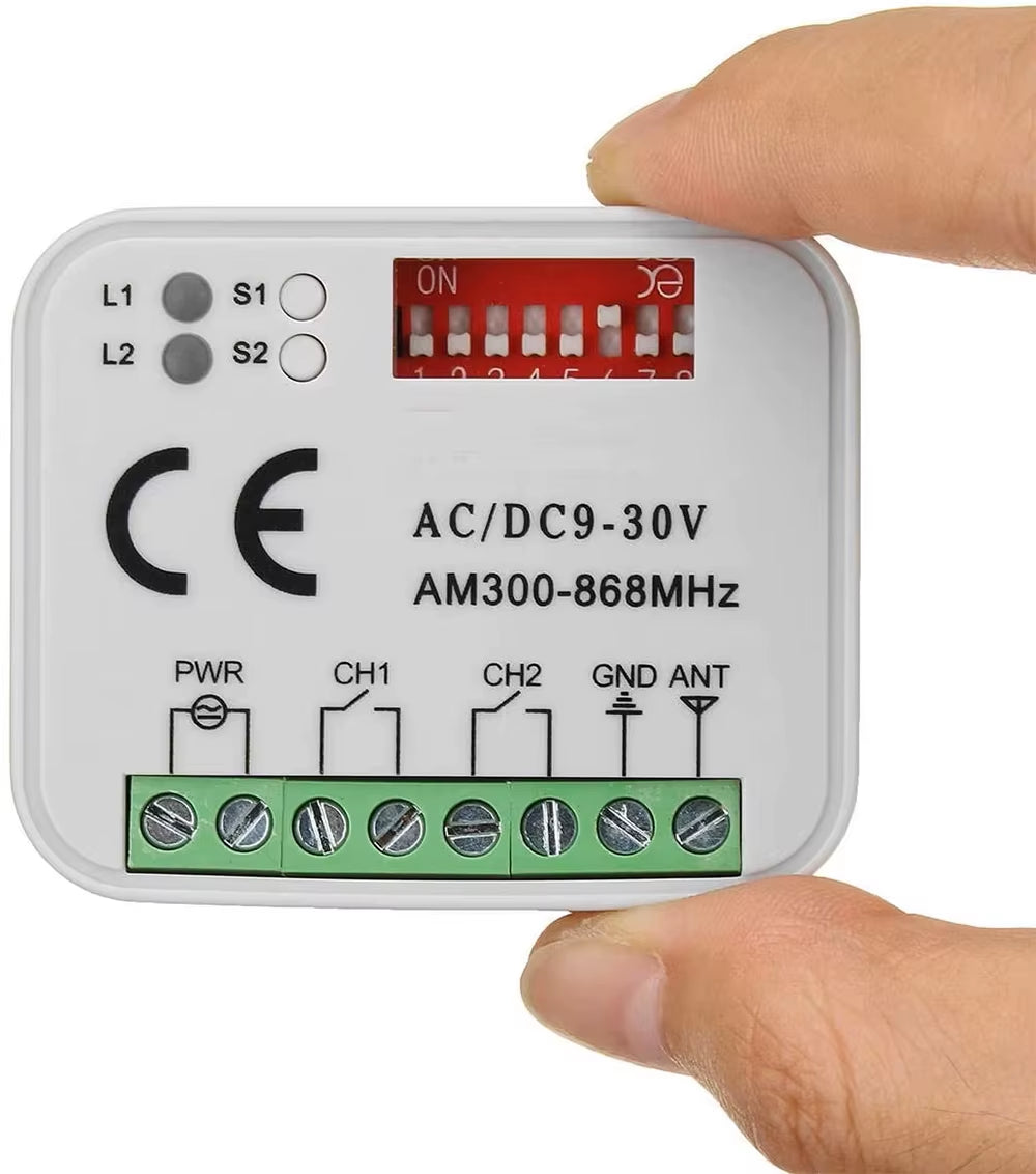 Garage Controller Remote Control Receiver 2 CH Controller Switch for 433 868 Mhz Transmitter Frequency 300-900Mhz
