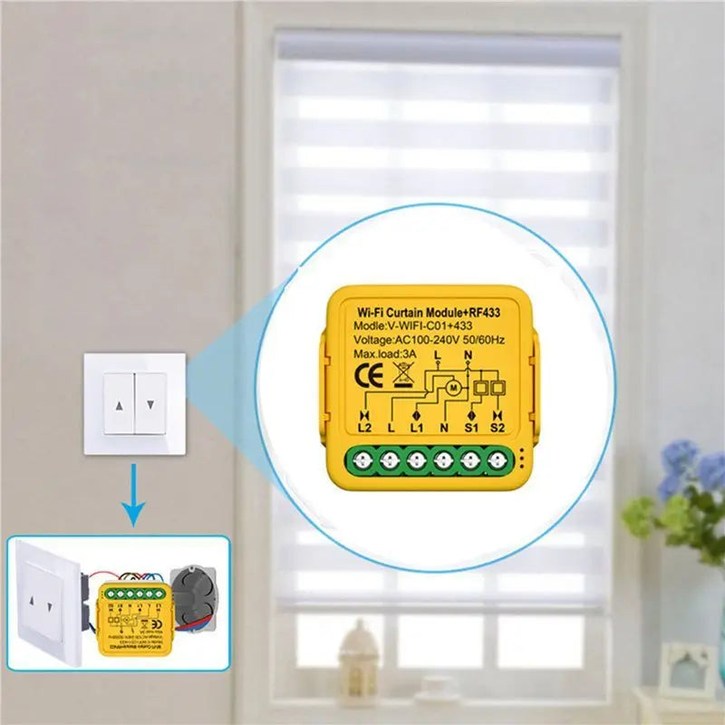 ALIM-2X Tuya Smart Wifi RF433 Curtain Switch Module Control For Electric Roller Shutter Blind Motor Works With Alexa