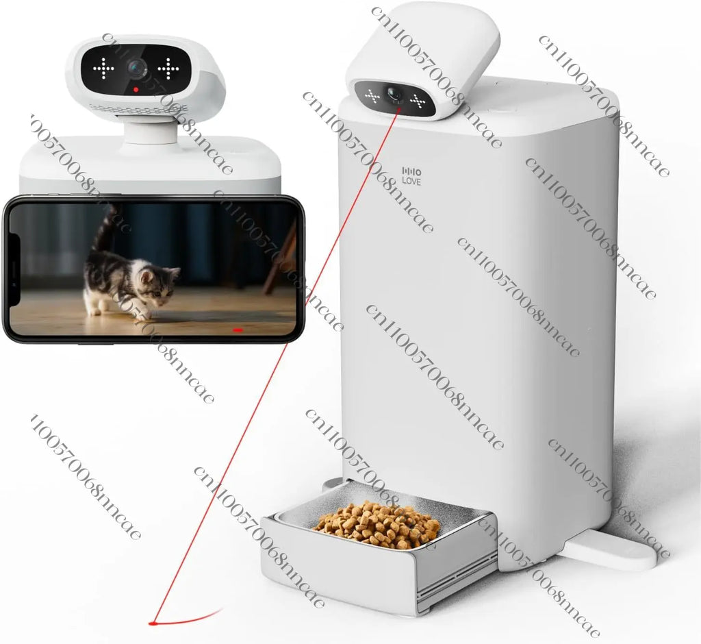 HHOLOVE Smart Cat Companion Robot 360° View Camera Pet Automatic Feeder for Cat