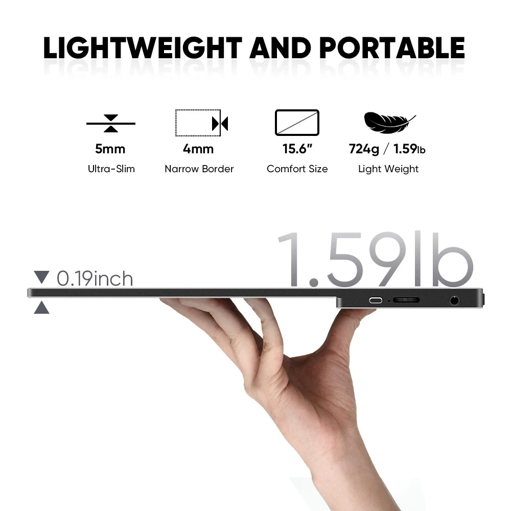 15.6 Inch 1080P USB-C HDR OLED Touchscreen Monitor Dual Premium Speakers Smart Cover External Portable Display Compatibility IPS