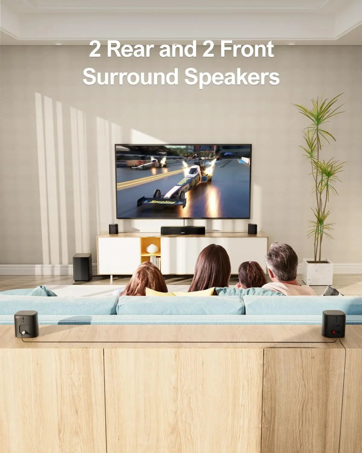 7.1ch Virtual Surround Soundbar for Smart TV with 4 Speakers, 330W Peak Power, App Control, Subwoofer, Opt/AUX/BT